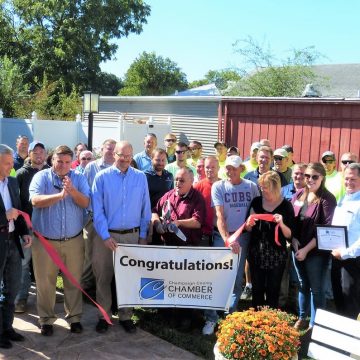 Residents, elected officials and guests celebrate the new water system in the Village of Sadorus, Illinois.