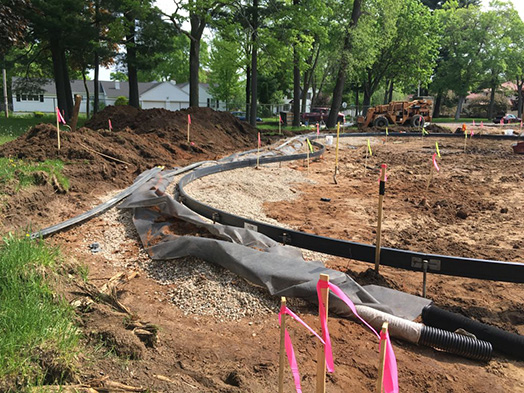 During construction of a new splash pad in the Village of Port Edwards, Wisconsin, as designed by MSA Professional Services. 