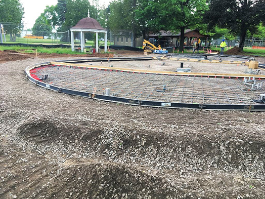 During construction of a new splash pad in the Village of Port Edwards, Wisconsin, as designed by MSA Professional Services. 