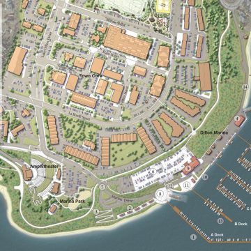 Aerial rendering of a Waterfront Master Plan for Dillon, Colorado