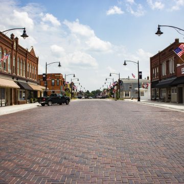 Reconstruction of Main Street in the City of La Porte City, Iowa, with new brick pavers to replicate the historic character.