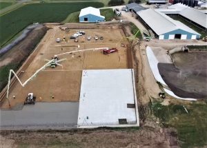 Concrete pour for new manure storage system at Blue Star Dairy in DeForest, Wisconsin