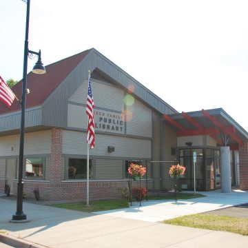 Exterior view of the renovated Larsen Family Library in Webster, Wisconsin.