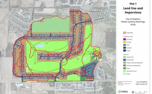 Land use and impervious area map used as part of a flood reduction study in the City of Madison, Wisconsin.