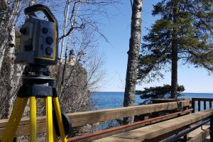 MSA Professional Services conducting a survey for the historic Split Rock Lighthouse property on the north shore of Lake Superior.