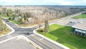 Aerial photograph of the recently rehabilitation corridor along Ugstad Road and Arrowhead Road in the City of Hermantown Minnesota.