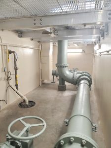 Image of process piping inside the new lift station 15 in the City of Duluth, Minnesota