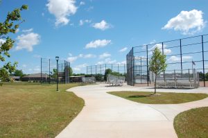 new ball fields at Larson Acres Park adjacent to a new aquatic center in the city of evansville, wisconsin